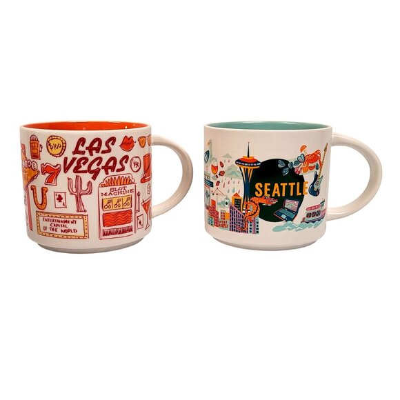 Starbucks Discovery Been There Lot 2 Las Vegas 2022 Seattle 2024 Mugs 14 oz - Picture 1 of 8